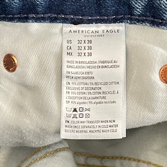 American Eagle Jeans Mens 32x30 Light Blue Wash Bootcut Stretch Baggy Y2K - Picture 6 of 9